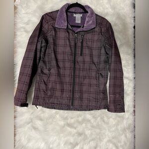 Free Country Women’s Medium Plaid Zip Jacket Purple Black Lightweight